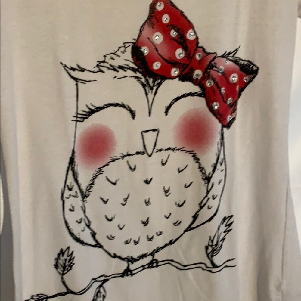 AS-IS Owl Graphic Scoop Neck Tee Large - Picture 5 of 11